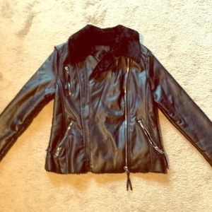 Faux fur leather jacket